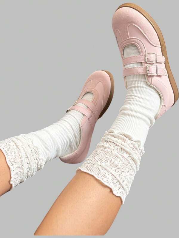 DareSee Women's Casual Sneakers 2025 Summer New Retro Buckle Sports Shoes, Flat White Shoes, Training Shoes, Platform Sneakers, Pink Shoes With Rubber Soles Providing Everlasting Style, Breathable And Comfortable Casual Sports Shoes, An Essential Choice For Ladies Music Fest Y2KFest Back To School Autumn Christmas Christmas Winter Christmas Gifts