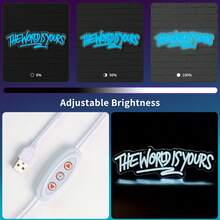 "The Word Is Yours" Neon Sign - USB-Powered Wall Art With 8 Vibrant Colors, Adjustable Text LED Light For Home Office Bar Cafe Wedding Party Decor, Anniversary Valentine's Gift, Ambient Lighting | Customizable Light Decor | Colorful Neon Lights, Neon Signs For Wall Decor