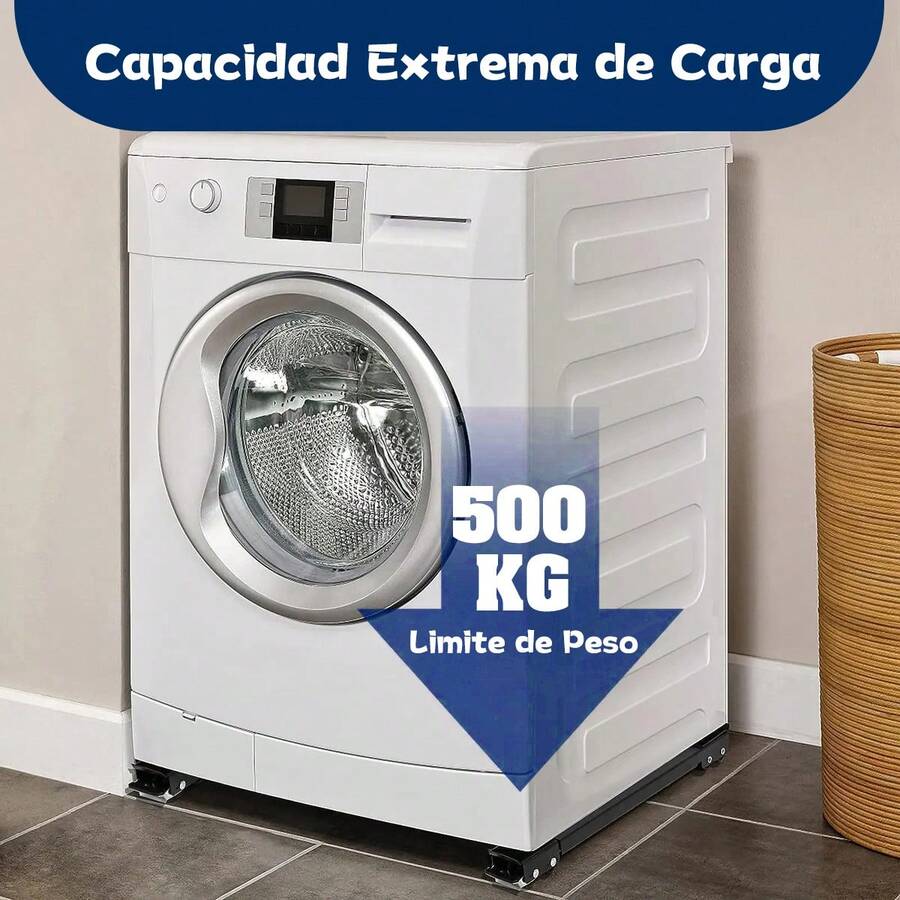 Base Deslizante Ajustable: Facilita Mover Refrigerador, Lavadora y Más con Ruedas y Crowbar - Negro - Ver 1