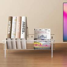 Acrylic Desktop Bookshelf, Small Book Rack Tabletop Book Holder Cookbook Storage Rack, Transparent Tabletop Book Shelf Small Spaces Office Home - Kệ sách Acrylic - Xem 3