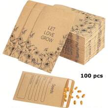 20/50/100/150 件小型可重复密封种子信封，2.36 X 3.15 英寸棕色牛皮纸种子包信封，带有预印种子收集模板，用于种子储存、种子整理器