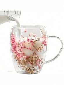 双层咖啡杯，冷热皆宜，干花设计牛奶杯，带手柄双层杯，耐热冷饮，适合小杯果汁和茶，浪漫的饮品体验，理想的生日礼物，咖啡杯，圣诞装饰，圣诞节 - 彩色 - 查看 9