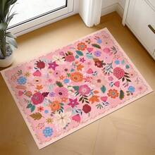 Bcareself Washable Hot Pink Area Rug Hot Pink Boho Large Living Room Rug Floral Non-Slip Soft Oriental Vintage Color Bedroom Carpet Dining Room Nursery Home Office Indoor Decor - 玫紅色 - 查看 14