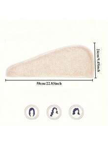 1 pieza - Pañuelo para el cabello de secado rápido para damas, gorro de baño absorbente, patrón de unicolor simple, artículo esencial para el hogar y el baño, material de fibra ultrafina, tejido de punto, fibra de poliéster