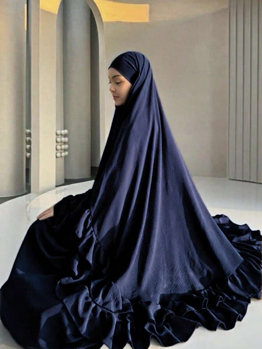 1 pieza Pañuelo de cabeza elegante con pliegues, adecuado para el uso diario y la oración de las mujeres (pañuelo de cabeza), abaya