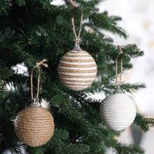 Christmas Hemp Rope Ball Ornaments Set Colorful Christmas Hanging Decorations For Christmas Tree - Dark Grey - View 3