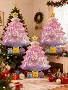 3pcs Pink Christmas Tree Balloons Christmas Balloon Christmas Tree Foil Balloons For Christmas-Themed Birthday Party Supplies Decorations Party Decorations Balloon Party Sets