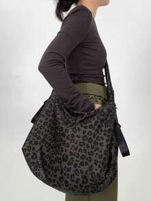 1 Stück modische Nylon Schultertasche für Frauen, große Kapazität einfarbige Umhängetasche mit festen Trägern, faltbares Design, Reißverschluss, Polyesterfutter, verstärkte lässige Tragetasche