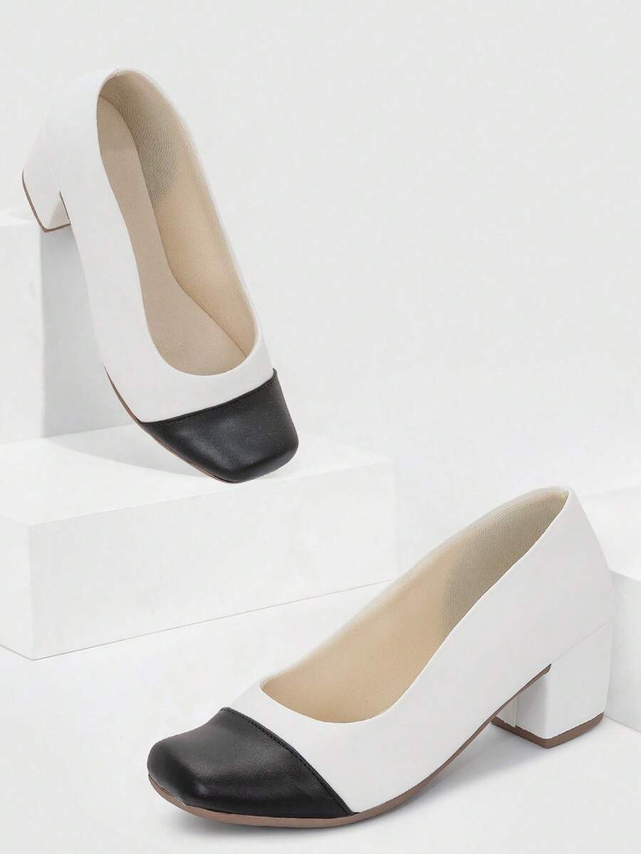 Macerata Women's Comfortable Black Pumps With Elegant Medium Heel For Work And Everyday Life Ref: 070 - Đen và trắng - Xem 1