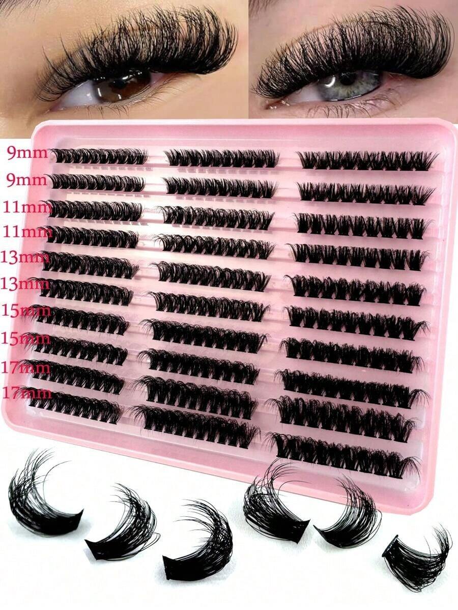 Fluffy Lash Clusters Thick Volume Lash Extension 9-17mm Cluster Eyelash Extensions 290pcs DIY Individual Lashes Wispy At Homelash Clusters,Eyelash Clusters,Individual Eyelashes,Lashes,Fake Lashes. !! !Random Style.