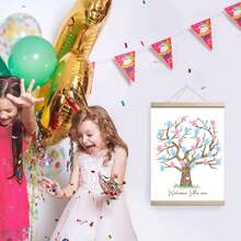 12x15 Inch Fingerprint Tree Canvas Guest Book, Gender Reveal Party Decorations, Baby Shower Party Supplies, Creative Gift