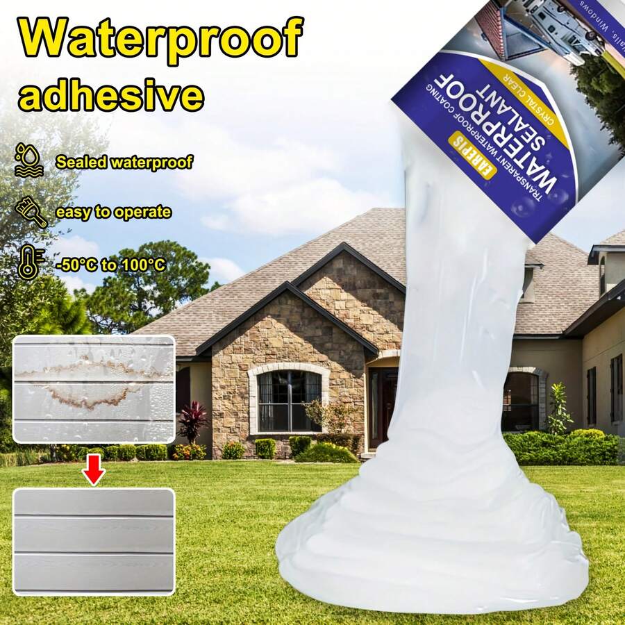 Transparent Waterproof Sealant, Leak Repair Adhesive, Heavy Duty Sealant For Roof And Pipe, Transparent Crack Filler, Water-Based Glue, DIY Drainage Repair Kit, Multi-Surface Adhesive, Fast Drying Emergency Repair