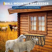 Meiyiu Livestock Feeder, 25 Gallons Large Capacity, Heavy-Duty Steel Goat Hay Rack, 40" Long Wall Mounted Horse Hay Holder, Multiple Sided Feeding Rack For Sheep Farm Livestock Indoor Outdoor - 40in - View 1