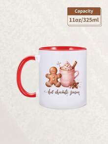 1pc Reindeer & Secret Santa 11oz Ceramic Mug - Double-Sided Design, Christmas Mug For Coffee, Tea, Hot Chocolate, Festive Gingerbread, Candy Cane & Snowflake Pattern,Reusable, Perfect Christmas Gift For Everyone, Winter Coffee Cups,Suitable For Hot Or Cold Drinks,Valentines Day Gifts,Friends Anniversary Festival,Party,Wedding