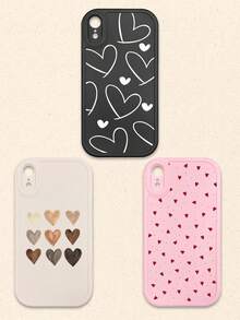 Casing Ponsel Silikon Motif Hati Hitam Putih Merah Muda 3pcs Aneka Warna, Kompatibel dengan iPhone & Galaxy Smartphone, Hadiah Musim Semi, Versi Internasional, Bukan Versi Domestik - MultiWarna - View 18