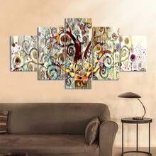 5 pièces Affiches sur canevas grand format sans cadre - Peintures abstraites vibrantes de l'Arbre de Vie - Art mural sur canevas de qualité supérieure pour chambre à coucher, bureau, salon, café, bar et décoration de dortoir, idée de cadeau unique pour les amis et la famille