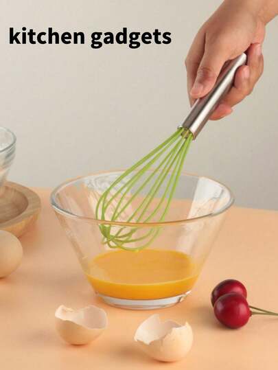 Handheld Egg Beater - Compact And Lightweight Design, Suitable For Eggs, Coffee, Tea, Pancake Batter - Whisk, Manual Stainless Steel Handle Mixer, Cream Whipper, Green Egg Beater, Whisk, Stir, Knead, Multi-Purpose Egg Beater, Kitchen Stainless Steel Manual Egg Whisk