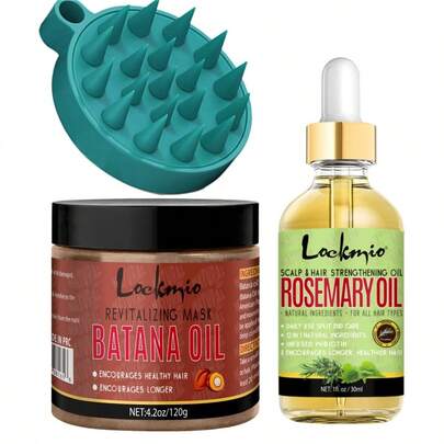 Rosemary Oil + 100% Raw Batana Oil Hair Care Set - Nourishing Scalp Care Hair Serum, Prevents Hair Loss, Repairs Dry Damaged Hair & Split Ends, Strengthens Hair, Improves Frizz, Enhances Hair Thickness, Boosts Texture & Shine, Hair Conditioning Suitable For Men & Women Daily Scalp Mask (Includes 120ml Batana Oil + 30ml Rosemary Oil)