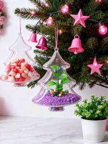 10pcs Clear Fillable Ornaments Balls Christmas Tree Shaped Plastic Ball For DIY Crafts Hanging Transparent Ornament Balls For Christmas Tree Decor - Multicolor - View 3