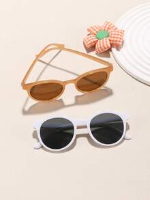 2 piezas Gafas de moda con marco redondo de acrílico para adolescentes de 14 a 16 años, diseño sencillo y ligero, gafas falsas perfectas para uso diario y actividades al aire libre - Multicolor - Ver 6