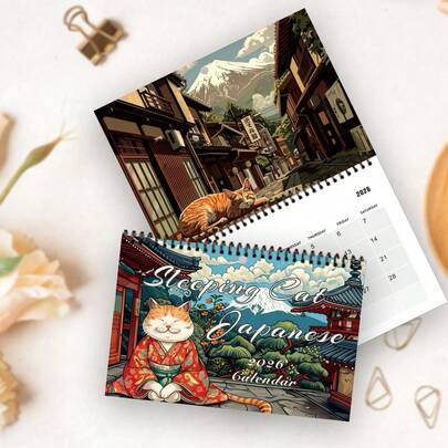 1 قطعة تقويم 2026، تقويم بموضوع القطط اليابانية - قطط أليفة، 12 نمطًا أنيقًا مختلفًا، قطط عاملة، تقويم حائط 2026، 12 مخطط شهري، هدية مثالية لعيد الميلاد والعام الجديد، يتضمن الإصدار القياسي الأمريكي