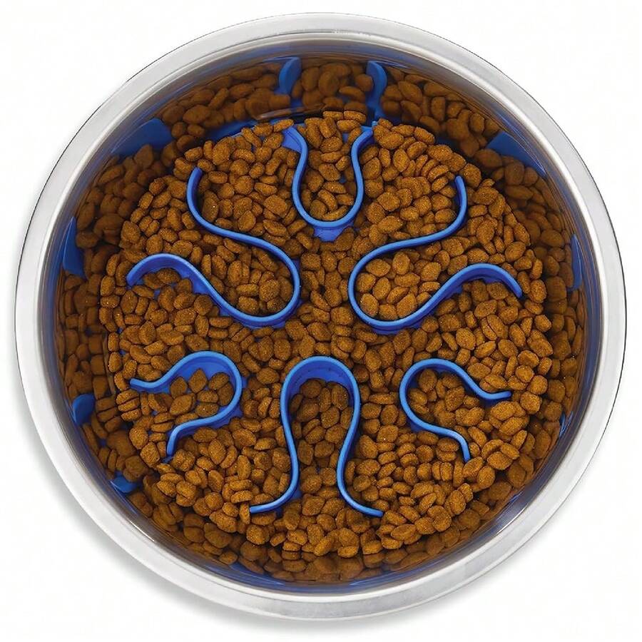 Fun Feeder Stainless Steel Slo Bowl Slow Feeder Dog Bowl With Removable Maze Insert, Medium, 2 Cups, Metal, Silver Gray{"Color_name":"StainlessSteel","Size_name":"Medium"} - 不銹鋼 - 查看 1