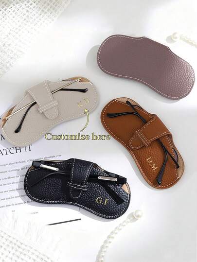 1pc Customized PU Leather Portable Eyeglass Case, Foil Stamped Letter Customization Available. Eyeglass Clip And Minimalist Portable Eyeglass Pouch, Multi-Color PU Leather (Black/Pink/Brown/Light Brown), Eyewear Accessories, Women/Men Glasses Accessories, Suitable For Autumn/Winter, Christmas Gift