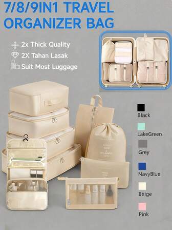 1/10-delars reseorganiseringsset, multifunktionella packkuber för bagage, vikbara klädförvaringsväskor, sminkväska, badrumsorganisatör, sommarhållare för sminkborstar, kläd- och skororganisatörsväskor, packkuber med stor kapacitet, kompressionsväskor, brudtärnepresent, morspresent, födelsedagspresent, present till vänner och lärare, heminredning, badrum