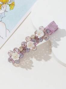1pc Cute Crystal Flower Decor Hair Clip, Multi-Color Rhinestone Floral Hair Accessory Suitable For Daily Wear, Festivals, Dates, Gifts, Looks Of Party, Claw Clips
