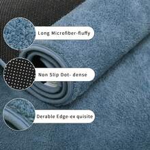 Bathroom, Soft Microfibre Bath, Bathroom Rug, Large 120 X 50, Non-Slip, Washable, Light Blue - Grey - View 5