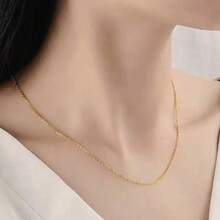 925 纯银 O 形项链，简约优雅的设计，闪亮的链条，女士珠宝，时尚风格，节日礼物，日常佩戴 - 白色 - 查看 5