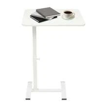 Adjustable Rolling Bed Table, Mobile Overbed Desk In White For Breakfast, Laptop, Writing & Hospital Use, Height Adjustable Bedside Tray Table - White - View 10