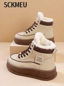 SCKMEU 1 Paar 2025 Winter Neue Vielseitige Modische Dicksohlige Leichte Schneestiefel, Damen Plüsch Dicksohlige Hohe Schuhe