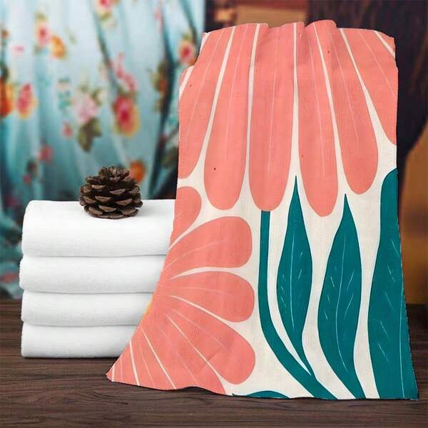 TOPSSCTR 2pcs Hand Towel, Cleaning Cloths With Pink Flowers Designs, Soft Kitchen Towels, Home Decoration Towels Set, Bathroom Supplies, Housewarming Gift