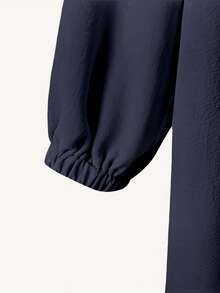 Bộ Abaya 2 món: Áo dài tay và quần ống rộng, thanh lịch và thoải mái cho mặc ở nhà và hàng ngày trong dịp lễ Eid mùa xuân. - Màu xanh hải quân - Xem 4