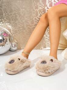 Pantoufles glissantes mignonnes et de dessin animé pour femmes, légères et confortables, chaudes avec bout fermé. Pantoufles d'intérieur adaptées pour la maison, le salon, le dortoir en automne/hiver