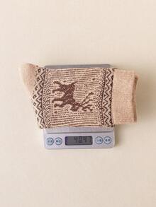 5 Pairs Women's Bohemian Style Christmas Mid-Calf Socks, Suitable For Outdoor, Sports, Home, Office Everyday Wear, Autumn/Winter