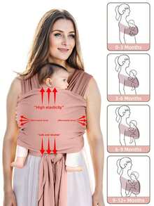 1pc Baby Wrap Carrier - Original Baby Carrier Wrap Sling For Newborns - Baby Wearing Essentials - Newborn Wrap Swaddle Holder, Newborn To Toddler Infant Sling - Pink - View 4