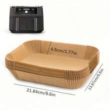 50pcs/100pcs Rectangular Air Fryer Paper Pad, Non Stick Parchment Paper, Oil Resistant Air Fryer, Disposable Oil Proof Air Fryer Paper, Anti Stick Tape Edge, Easy To Clean Baking Tray, Suitable For Air Fryers, Ovens, Microwave Ovens - Essential Kitchen Supplies For Thanksgiving And Holidays, Air Fryer Accessories