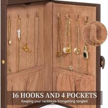 AKOZLIN 6Tier Jewelry Box Organizer Functional 5 Drawers Leather Jewelry Storage Case For Women Girls Ring Necklace Earring Bracelet Holder Organizer With Mirror Brown