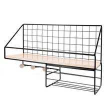 Multi-Tier Wall-Mounted Storage Shelf – Metal Floating Rack With Hooks, No Drilling Required, Ideal For Bathroom, Shower, Kitchen & Bedroom - 黑色 - 查看 1