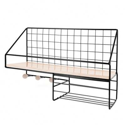 Multi-Tier Wall-Mounted Storage Shelf – Metal Floating Rack With Hooks, No Drilling Required, Ideal For Bathroom, Shower, Kitchen & Bedroom