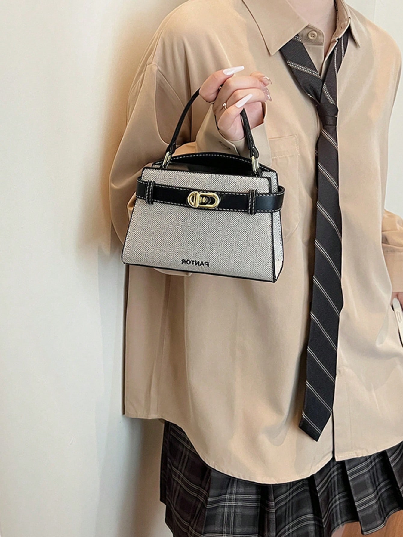 حقيبة يد صغيرة متعددة الاستخدامات بألوان متباينة ل...