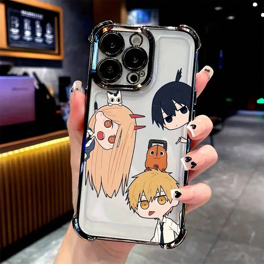 Anime Popular Único Doodle Funda para Teléfono Compatible con 16 15 14 13 12 11 Pro X XR XS 8 47 Plus, Funda Transparente y Resistente a Golpes de Espalda Suave.17   17promax - Plateado - Ver 1