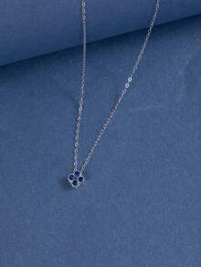 S925纯银项链 四叶草项链 女士日常佩戴项链 精致项链 银项链 时尚女士吊坠项链 银细链项链 金项链 - 藍鋯 - 查看 6