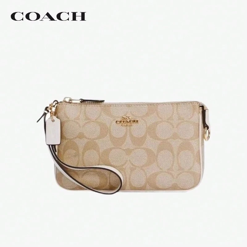 COACH Nolita 19 经典印花帆布及皮革单肩斜挎包，米色/卡其色小方包 C3308 IMDQC - 卡其色 - 查看 1
