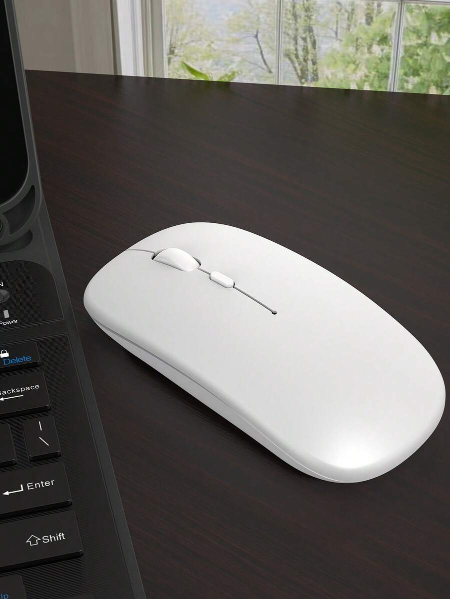1pc Bluetooth Mouse Compatible With Ipad And Laptop Wireless Silent Mouse (Battery Not Included)-White