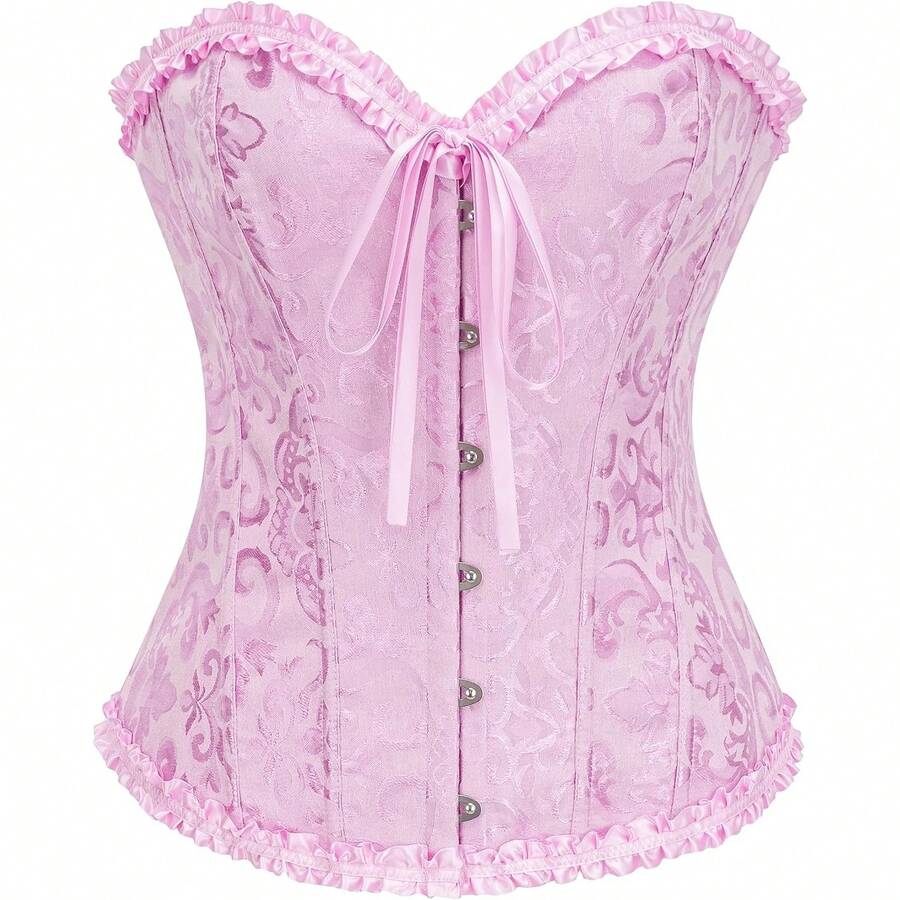 Women's Waist Cincher Bustier Boned Corset With Design In 2025 - Light Purple - View 1