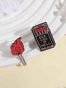 QIHOO Burning Match Stick Death Eater Wand Skull Flame Fire Artwork Enamel Pin Brooch Badge Clothing Backpack Jewelry Accessories