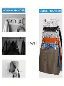 6 couches Cintre à pantalon pliable en acier inoxydable, Ensemble de cintres à jupes, Organisateur de vêtements multi-niveaux économe en espace pour armoire et placard, Convient pour les jeans, les jupes et plus, Construction en métal pour une organisation efficace de la garde-robe